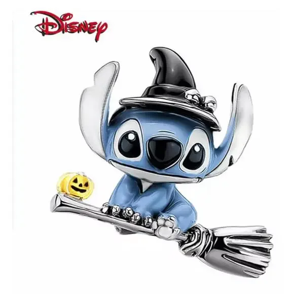 Disney Stitch Witch Halloween Charm Broom & Pumpkin -Sterling Silver- Bracelet - Picture 3 of 3